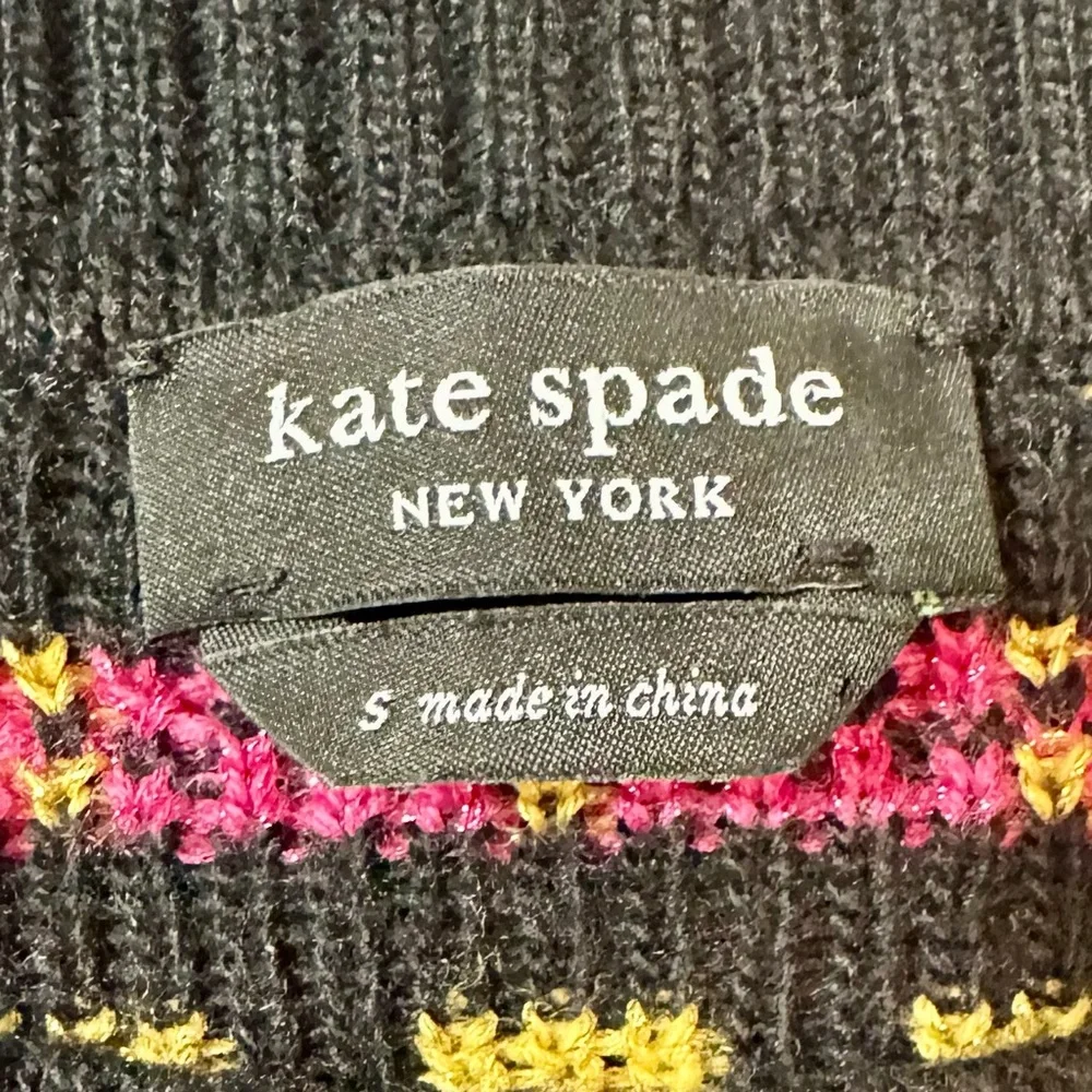 kate spade sweater S elephants hearts bright colors long sleeve wool blend 90’s